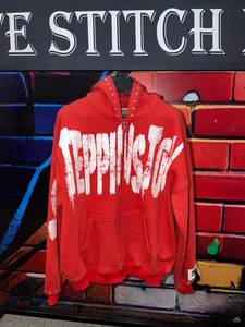 Sweat à capuche zippé personnalisé effet vieilli avec broderie appliquée, en molleton épais French Terry, délavage acide, style vintage pour homme - Product Image 1