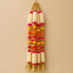 Guirnalda Tradicional India de Flores para Colgar en la Pared, Toran con Cuentas de Perlas, Latkan, Campanas Doradas, Decoración para Bodas, Diwali y Hogar - Product Image 2