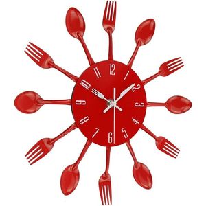 Orologio da Parete 3D Moderno e Creativo per Cucina, Adesivo Murale Rimovibile a Forma di Cucchiaio e Forchetta, Decorazione per Casa e Stanza - Product Image 1