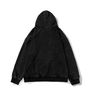 Sweat à capuche homme 100% coton, coupe oversize, effet délavé, avec logo personnalisé, manches longues, style streetwear. - Product Image 2