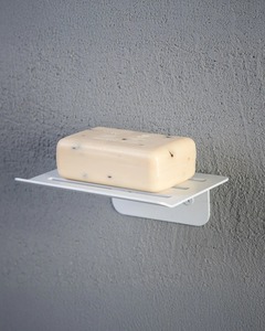 Wall Mounted Plastic Soap Dish Rectangular Minimalist Design Self <b>Drain</b> <b>Bathroom</b> Shelf White Smooth Finish - Product Image 1