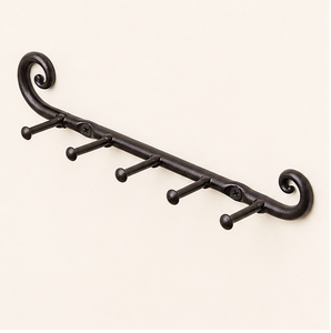 Handcrafted Wrought Iron 5 Hook <b>Key</b> Holder For Wall Rustic Farmhouse Decorative <b>Key</b> Rack And Entryway <b>Hanger</b> For Home Office - Product Image 1