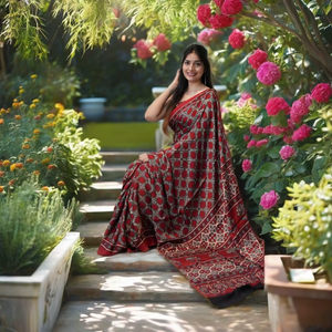 Sari de Seda Modal Premium con Textura Suave y Diseño Tradicional Elegante - Product Image 1