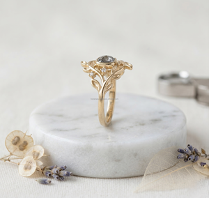 Anillo de compromiso Earthborn Diamond con piedra central sal y pimienta, joyería nupcial de lujo, estilo exclusivo, gran éxito de ventas - Product Image 2