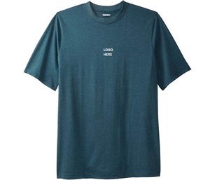 Camiseta de punto azul jaspeado para hombre, corte holgado, cuello redondo, manga corta, estampada, transpirable, ecológica, informal - Product Image 1
