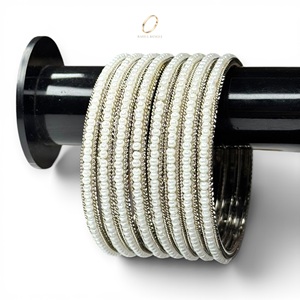 Ensemble de bracelets minimalistes en argent plaqué argent avec perles, style américain, pour femmes, bijoux de mariage indiens haut de gamme, prix de gros - Product Image 2