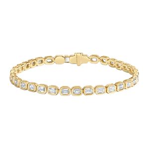 Pulsera clásica de oro de 10 quilates con diamantes cultivados en laboratorio de corte cuadrado en estilo de tenis moderno, perfecta para el uso diario - Product Image 1