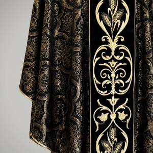Chasuble de prêtre brodée sur mesure en polyester, avec étole noire et or, vêtement religieux pour l'église - Product Image 6