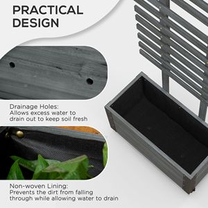 Fioriera Rialzata Portatile in Legno Grigio su Ruote con Traliccio e Angoli in Metallo, Vaso per Bonsai da 8 Pollici per Uso Esterno - Product Image 6