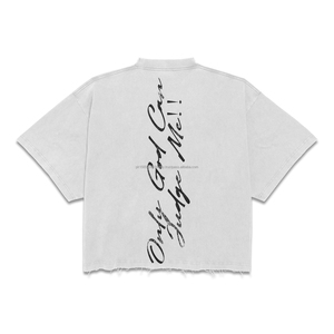 Fabricante de Camisetas Personalizadas, Camiseta Corta Negra de Alta Calidad con Lavado Ácido para Hombre, Camisetas Gráficas de Algodón Desgastado con Hombros Caídos - Product Image 3