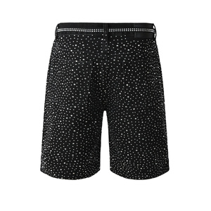 Shorts en jean pour hommes et jeunes garçons, coupe skinny, respirants, avec strass, style cinq poches - Product Image 2