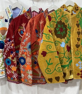 Mix Assorted Color Velvet Suzani Embroidered <b>Quilted</b> Eco-Friendly Reversible Floral <b>Pattern</b> Bohemian Artisanal Free Size <b>Jacket</b> - Product Image 1