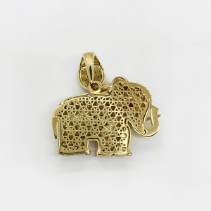 Collier avec pendentif en diamant motif éléphant plaqué or 14 carats, tricolore, porte-bonheur, pour femmes et filles - Product Image 2