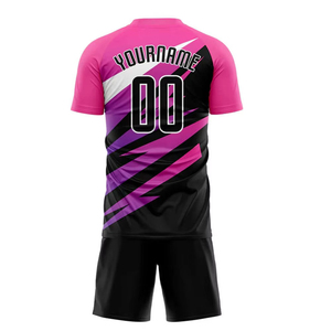 Maillot de football personnalisé violet gris-noir par sublimation, respirant, séchage rapide, été, manches courtes, col en V, unisexe, entraînement - Product Image 4