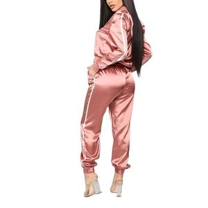 Conjunto Deportivo de Dos Piezas para Mujer, Chaqueta de Manga Larga Satinada con Cordón Ajustable, para Otoño - Product Image 2