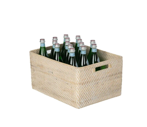 Artex HaiNam <b>Rectangular</b> Natural Rattan Storage <b>Basket</b> With Handles Rustic Multi-Purpose Organizer - Product Image 2