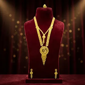 Juego de Collar y Aretes de Oro para Novia Nigeriana de Lujo, Joyería Africana para Bodas - Product Image 4
