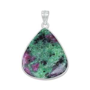 Natural <b>Ruby</b> Zoisite Gemstone Brass Gold Plated Silver Plated Smooth Hand Polished Bezel Pendant <b>Necklace</b> for Jewelry Making - Product Image 2