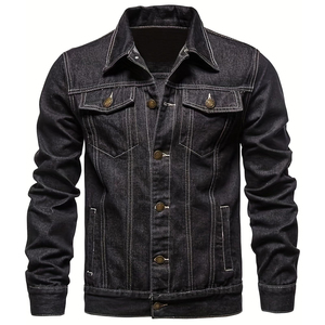 High Quality Mens Denim Jacket Classic Style Cotton Fabric Long Sleeve Outerwear Casual Jean Coat Fashion Apparel for Men - Product Image 1