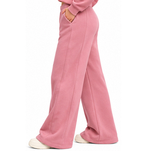 <b>Womens</b> Flare Fleece <b>Trousers</b> Relaxed Wide Leg Pant Custom Wholesale Manufacturer OEM ODM Private Label Winter Streetwear Apparel - Product Image 3