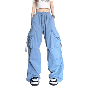 High Quality <b>100</b>% Poly Loose Fit Y2K Parachute Techwear Streetwear Multi-Pocket Baggy Wide Leg Tactical Casual Waterproof Cargo - Product Image 5