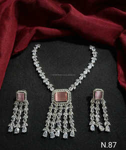 À la mode dernier argent plaqué gland balancent diamant américain élégant long collier clouté et ensemble de boucles d'oreilles pour les femmes et les filles - Product Image 6