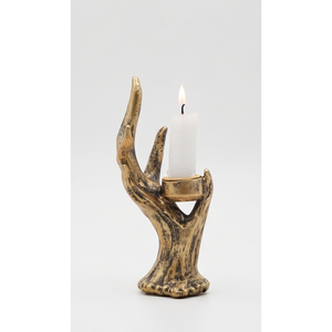 Porte-bougie sculptural en métal doré, design bois de cerf, centre de table rustique pour la maison et la décoration de mariage - Product Image 1