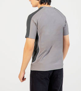 Wholesale Sports Style T-<b>Shirt</b> Grey & <b>White</b> Piping Design Crew Neck T-<b>Shirt</b> Breathable <b>Short</b> <b>Sleeve</b> OEM Custom Athletic T-<b>Shirt</b> - Product Image 2