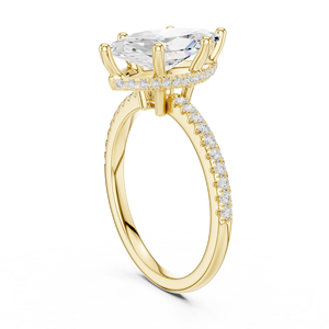 Bague de fiançailles Vinson Project en moissanite de laboratoire taille marquise éblouissante, sertie pavé, halo caché, style Art Déco, plaqué or 18 carats, certifiée GRA - Product Image 3