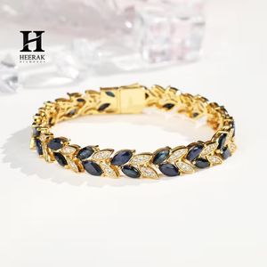 Pulsera de Diamantes y Zafiros Cultivados en Laboratorio, Chapada en Oro de 18K, Diseño Tenis de Lujo, Elegante Regalo de Joyería para Mujer - Product Image 1