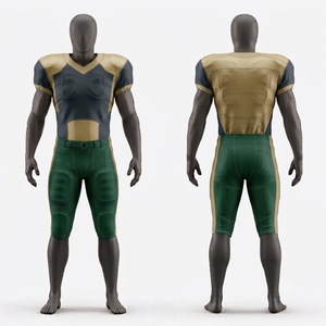 Uniforme de Fútbol Americano Personalizado Azul Marino Dorado Verde Jersey Sublimado y Pantalones Acolchados Ropa Deportiva Ajustada para Hombre para Todas las Temporadas - Product Image 1