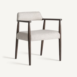 Elegante Silla de Comedor Nórdica con Asiento Tapizado en Bouclé, Estructura de Madera Maciza, Silla de Diseño Moderno para el Hogar - Product Image 2
