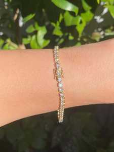 กำไลข้อมือเพชรแท้ 3 กะรัต ทองคำแท้ 14k 18k หรูหรา ขายส่งแบบชุดบัตเตอร์คัพ ลายสแกลลอป ลิงค์เพชร CVD HPHT เพาะเลี้ยงในห้องปฏิบัติการจากโรงงาน - Product Image 3
