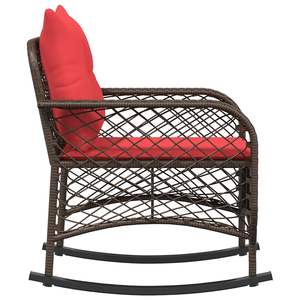 Silla Mecedora de Patio de Ratán PE Marrón, Acero con Recubrimiento en Polvo y Poliéster para Uso en Jardín - Product Image 5