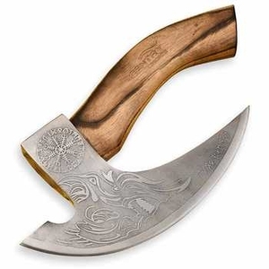 Cuchillo para Pizza de Acero de Damasco Industrial Hecho a Mano con Mango de Madera, Estilo Hacha, para Uso en Cocina Exterior, Opciones Personalizadas, 3 Años de Garantía - Product Image 4