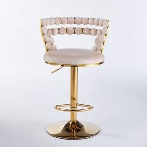 Lot de 2 tabourets de bar modernes couleur dorée pieds en tube de fer avec coussins doux dossier confortable pour salle à manger salon café - Product Image 6