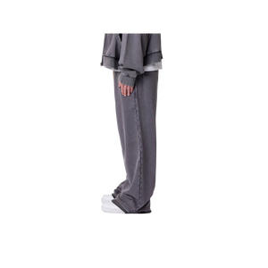 Men's Gray Sweatpants Elastic Waist Side Pockets Casual Breathable Knitted Cotton Autumn Wear - Product Image 3