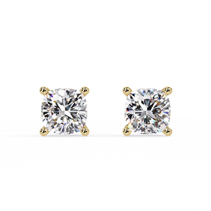 Solitaire 4 Prong <b>Stud</b> <b>Earrings</b> Push Back <b>Studs</b> 18K Pure Gold IGI Certified 2.00ctw Cushion Cut Lab Grown Diamond <b>Fine</b> Jewelry - Product Image 1