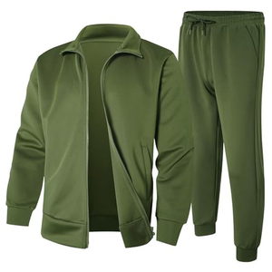 Conjunto Deportivo para Hombre con Cremallera, Sudadera con Capucha y Pantalones de Chándal de Color Liso, 2 Piezas, Ropa Deportiva Personalizada para Entrenamiento - Product Image 1