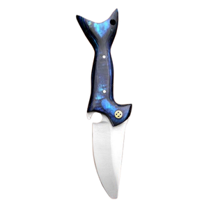 มีดสกินเนอร์ทำมือจากเหล็กกล้าไร้สนิม ใบมีดแบบ Fixed Blade พร้อมด้ามจับไม้และทองเหลืองแบบฝังลายโมเสก พร้อมปลอกหนัง - Product Image 4