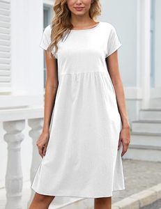 Dresses <b>for</b> Women Casual Cap Sleeve Boat Neck Tshirt Dress Midi Dress with Pockets Hawaiian Dresses <b>for</b> Women - Product Image 2
