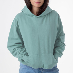 Unisex Oversized Hooded Sweatshirt Solid Color Casual Crop Length Autumn Wear Knitted Long Sleeve FRENCH TERRY 100% Cotton - Product Image 5