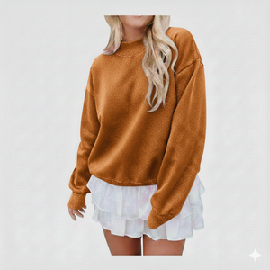 Custom Logo Embroidered Women's Mock Neck Sweatshirts Casual Pullover in Autumn Solid Color With Front Embroidery - Product Image 1