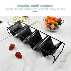 Creative Black Coated Metal Taco Holder Stand with Mesh <b>Wire</b> Design Perfect for Home Kitchenware and Tabletop Food Display Tray - Product Image 4
