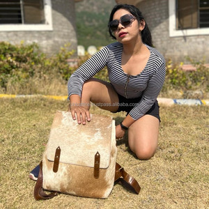 New Real Handmade Hair on Hide Fur Leather Backpack Retro Genuine Natural Cowhide Leather Vintage Unisex Casual Work <b>Laptop</b> <b>Bags</b> - Product Image 3