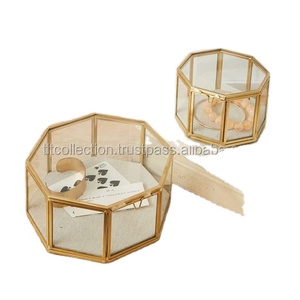 Soporte de té de latón facetado, acabado de latón en forma hexagonal - Product Image 2
