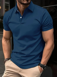 Camiseta Informal Lisa para Hombre, Camiseta Polo de Secado Rápido con Diseño Personalizado, Camiseta Polo de Negocios de Manga Corta con Botones para Hombre, Talla Grande - Product Image 5