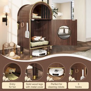 กล่องทรายแมวแบบ 2-in-1 พร้อมที่นอนในตัว ดีไซน์น่ารัก สำหรับแมวสองตัว เฟอร์นิเจอร์บ้านแมวขนาดกะทัดรัด - Product Image 6