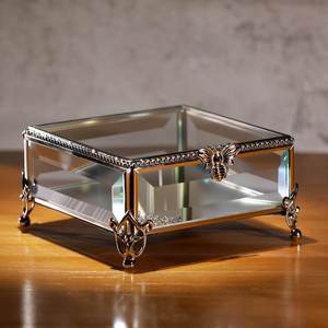 Boîte de rangement en verre biseauté noir personnalisée et faite à la main avec cadre métallique pour organiser les bijoux, boîte de rangement en métal et en verre - Product Image 6