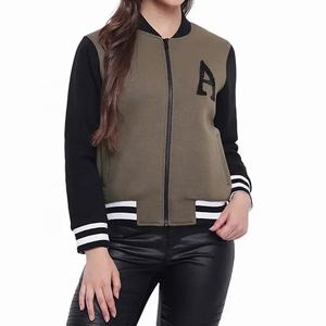2025 Varsity Wool Crop Top Mujeres de alta calidad de cuero transpirable Bomber School Collage Crop Jacket - Product Image 4